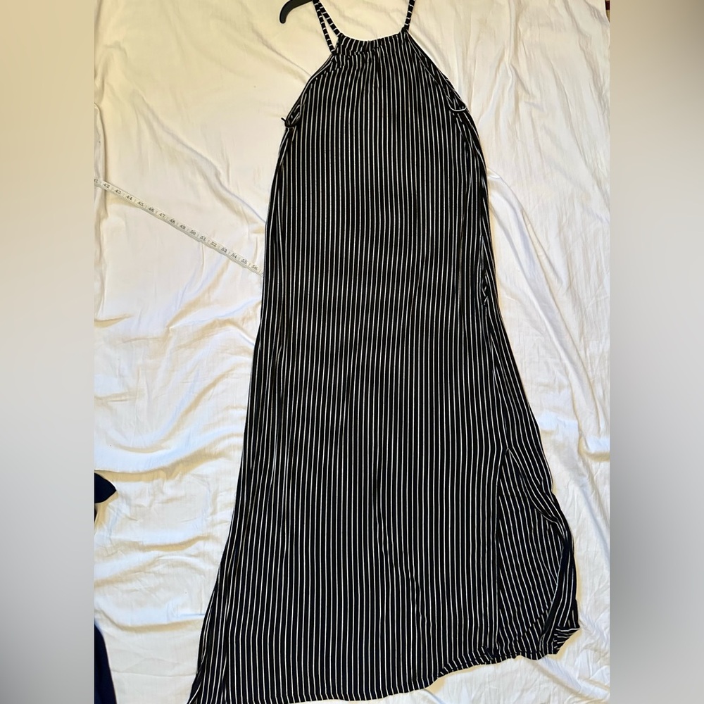 Black and White Striped Maxi Dress